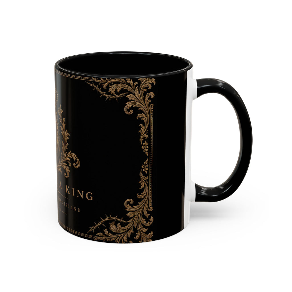 Train Like a King Coffee Mug — Lion Crown Motivational Black Tea Mug (11/15oz)