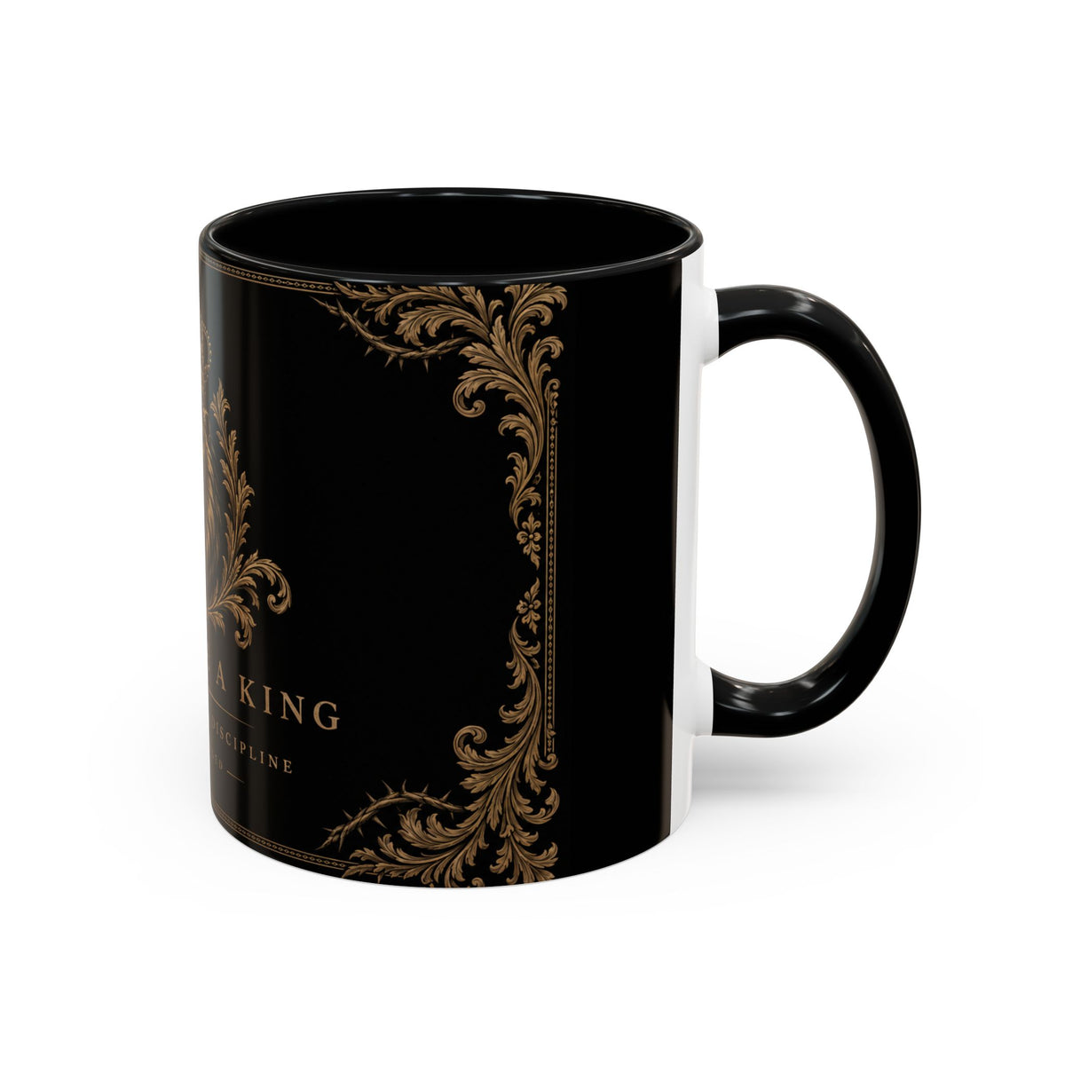 Train Like a King Coffee Mug — Lion Crown Motivational Black Tea Mug (11/15oz)