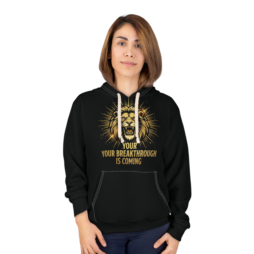 Lion Breakthrough Hoodie — "Your Breakthrough Is Coming" Motivational Pullover