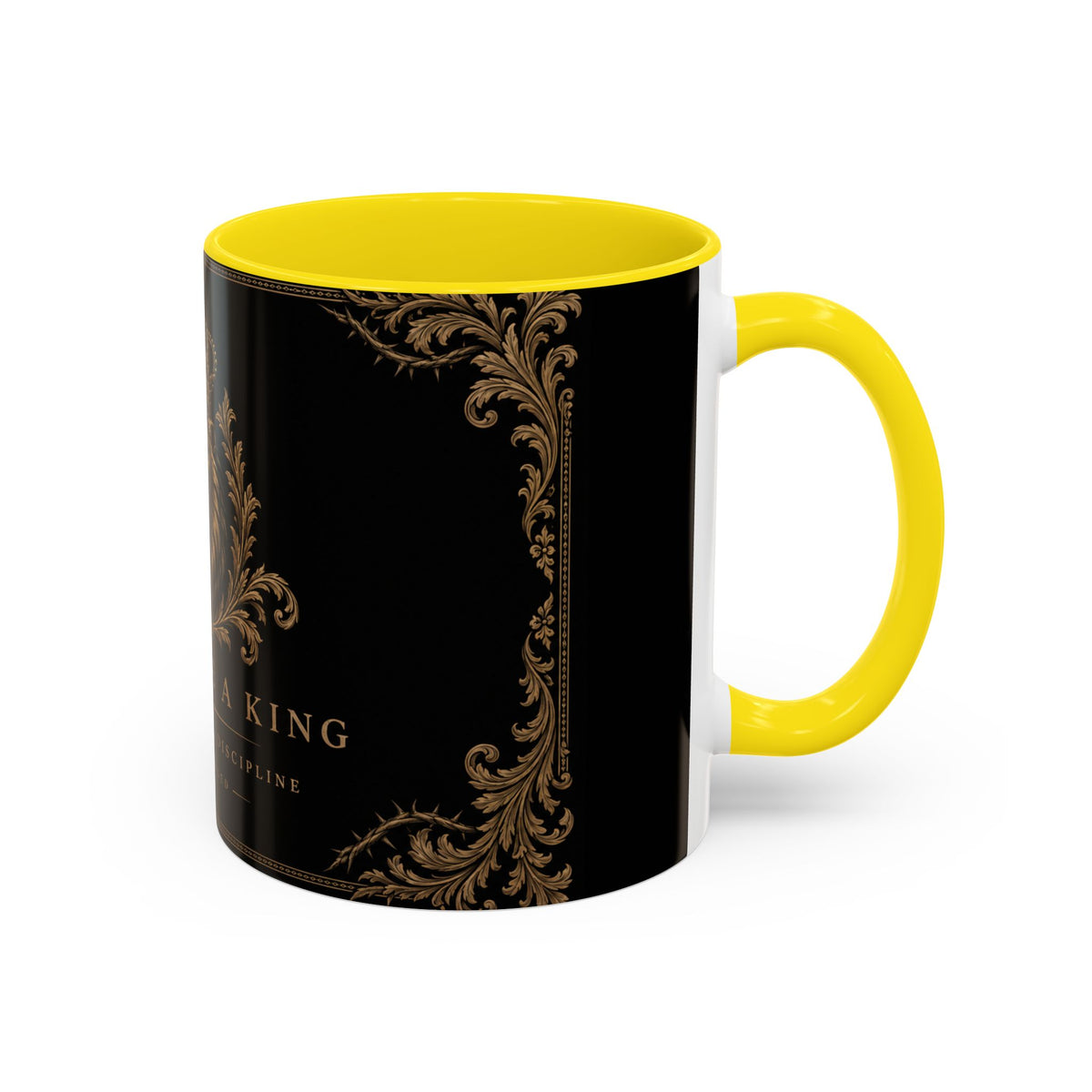 Train Like a King Coffee Mug — Lion Crown Motivational Black Tea Mug (11/15oz)