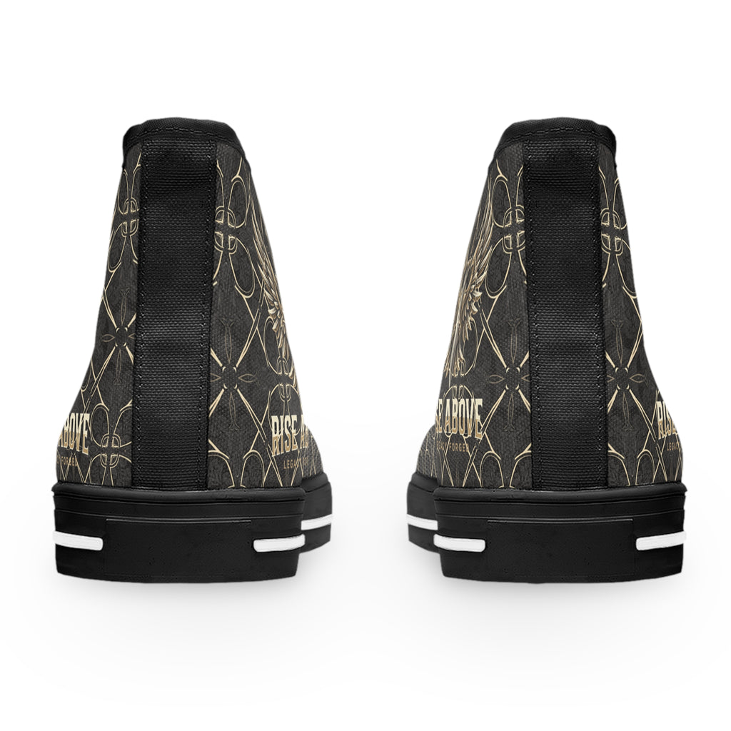 Women's High Top Sneakers — Vintage Winged Skull Pattern LegacyForged™