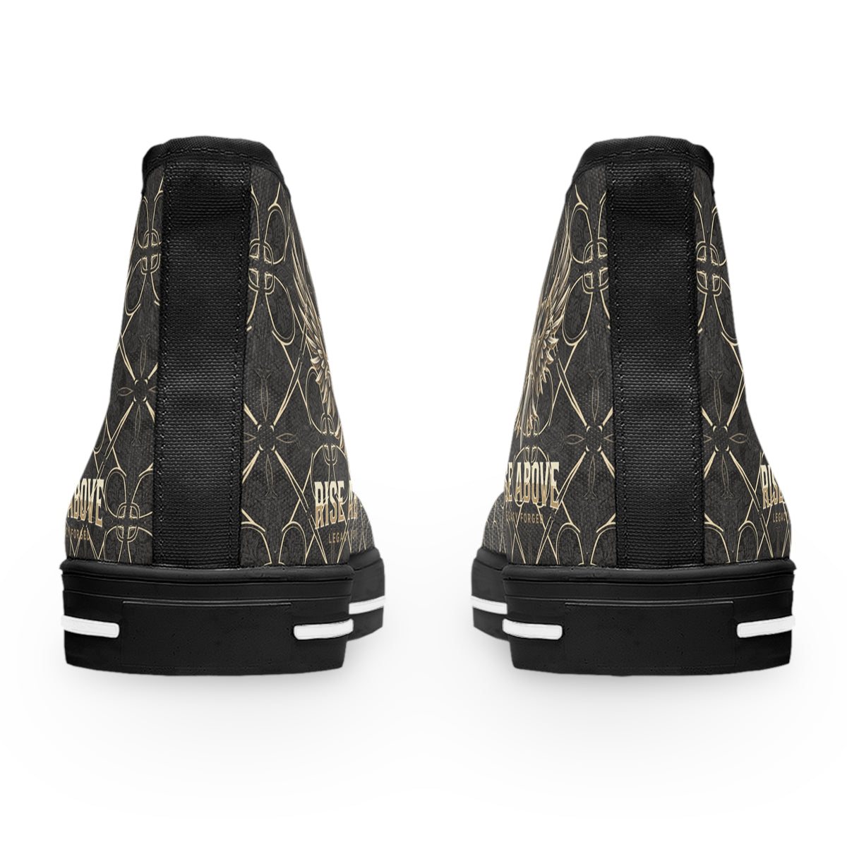 Women's High Top Sneakers — Vintage Winged Skull Pattern LegacyForged™