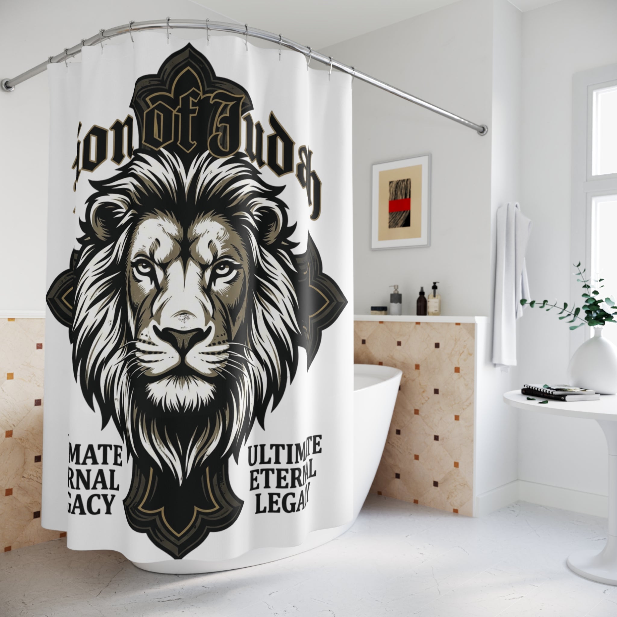 Lion of Judah Shower Curtain — Bold Faith-Inspired Bathroom Décor
