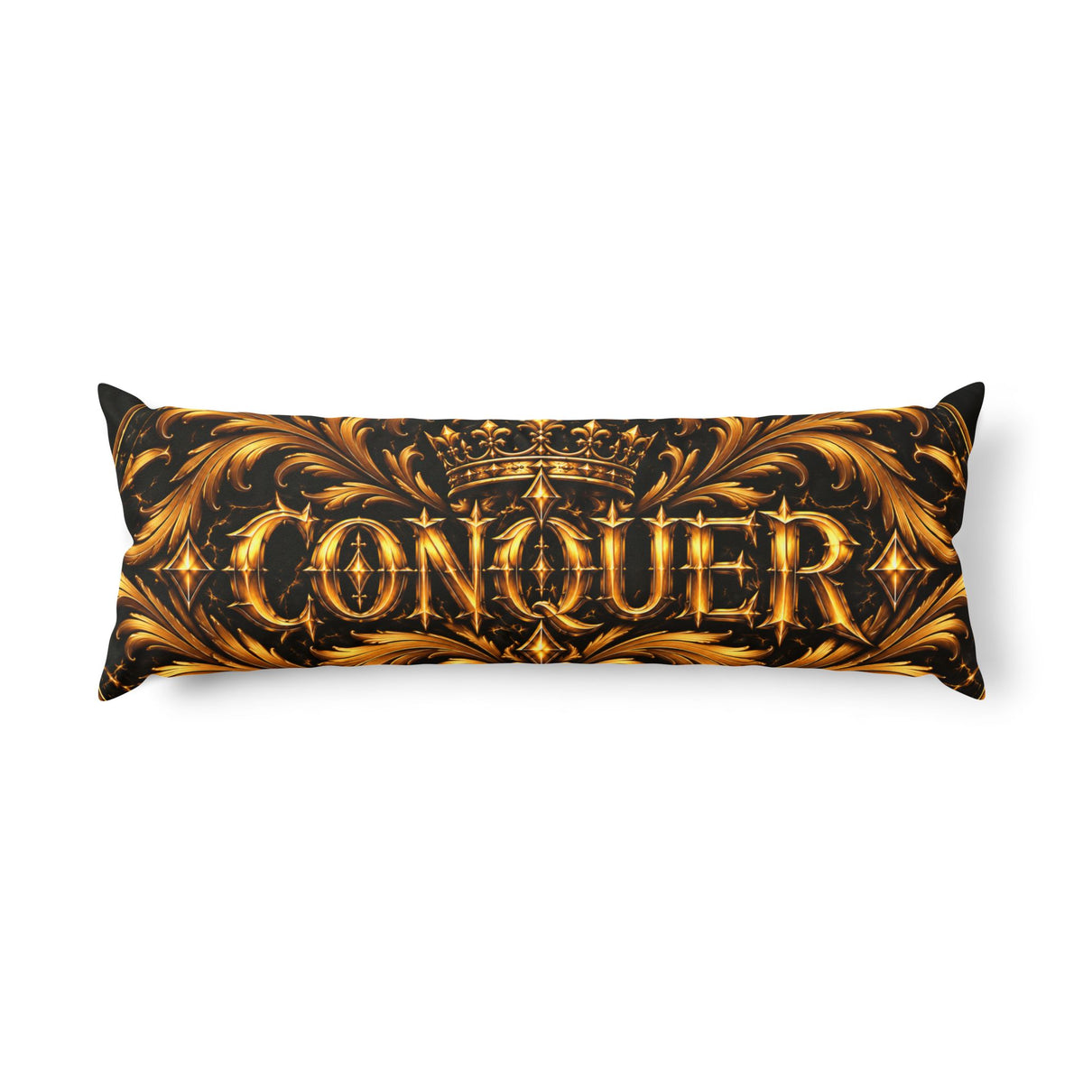 Conqueror Body Pillow – Regal Black and Gold Crown Design