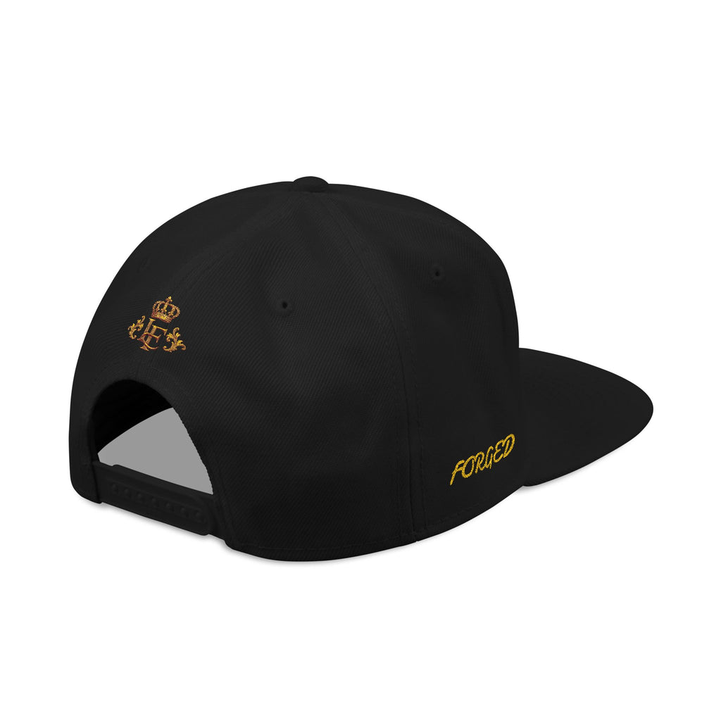 Gold Embroidered Crest Snapback Hat – Vintage Shield Logo Cap