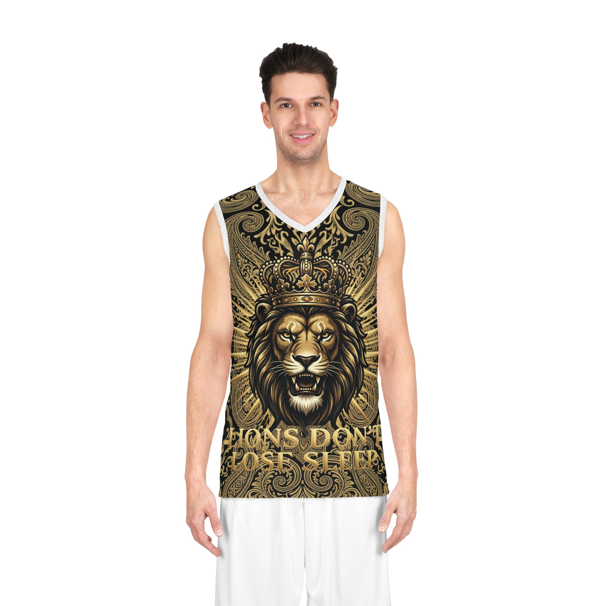 Lion Crown Basketball Jersey — "Lions Don't Lose Sleep" All-Over Print