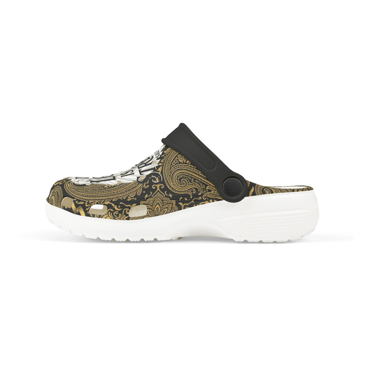 Kids Clogs - "The Lord Is My Strength" Brown Paisley Christian Foam Clogs