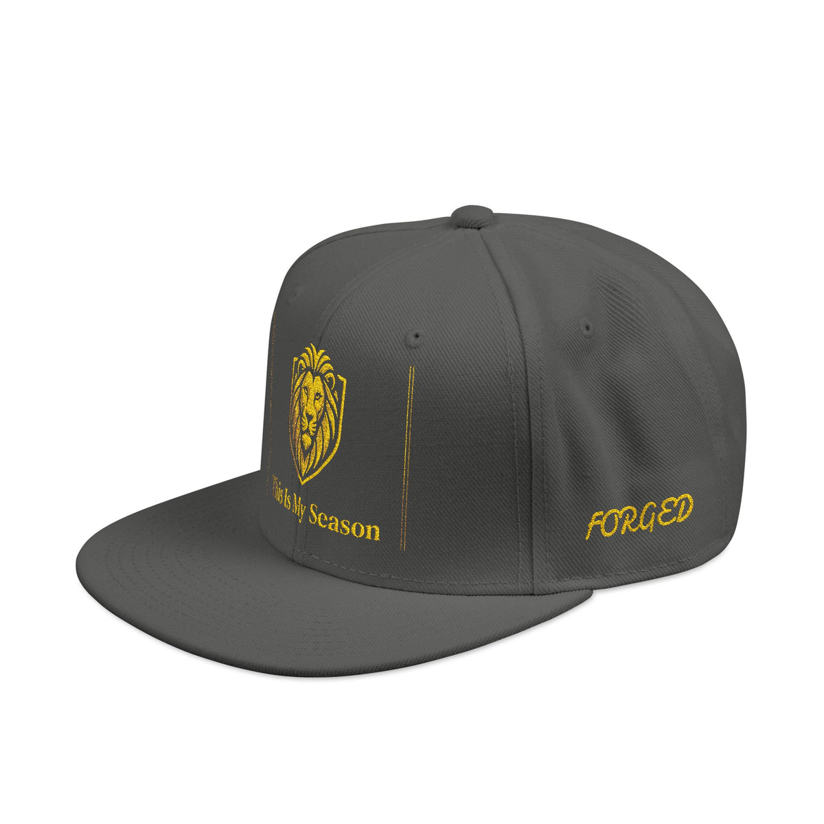 Gold Embroidered Crest Snapback Hat – Vintage Shield Logo Cap