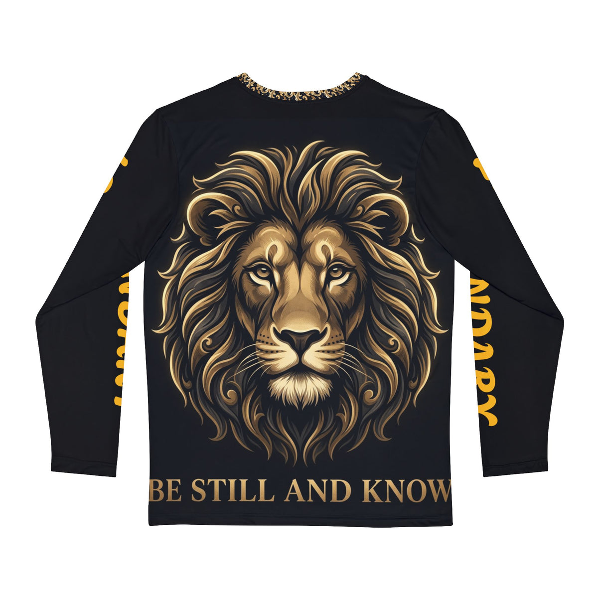 Men's Long Sleeve Lion Shirt – "Be Still and Know" Inspirational Graphic