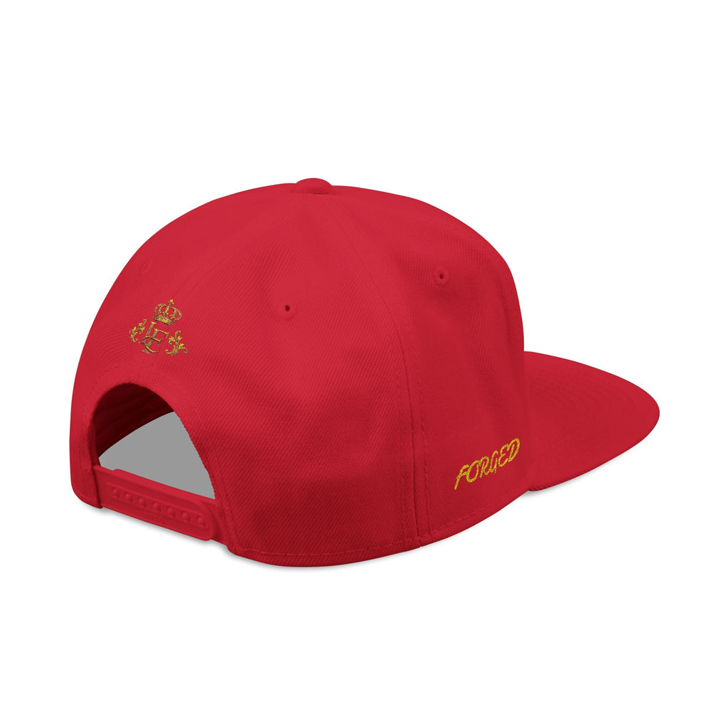 Gold Embroidered Crest Snapback Hat – Vintage Shield Logo Cap