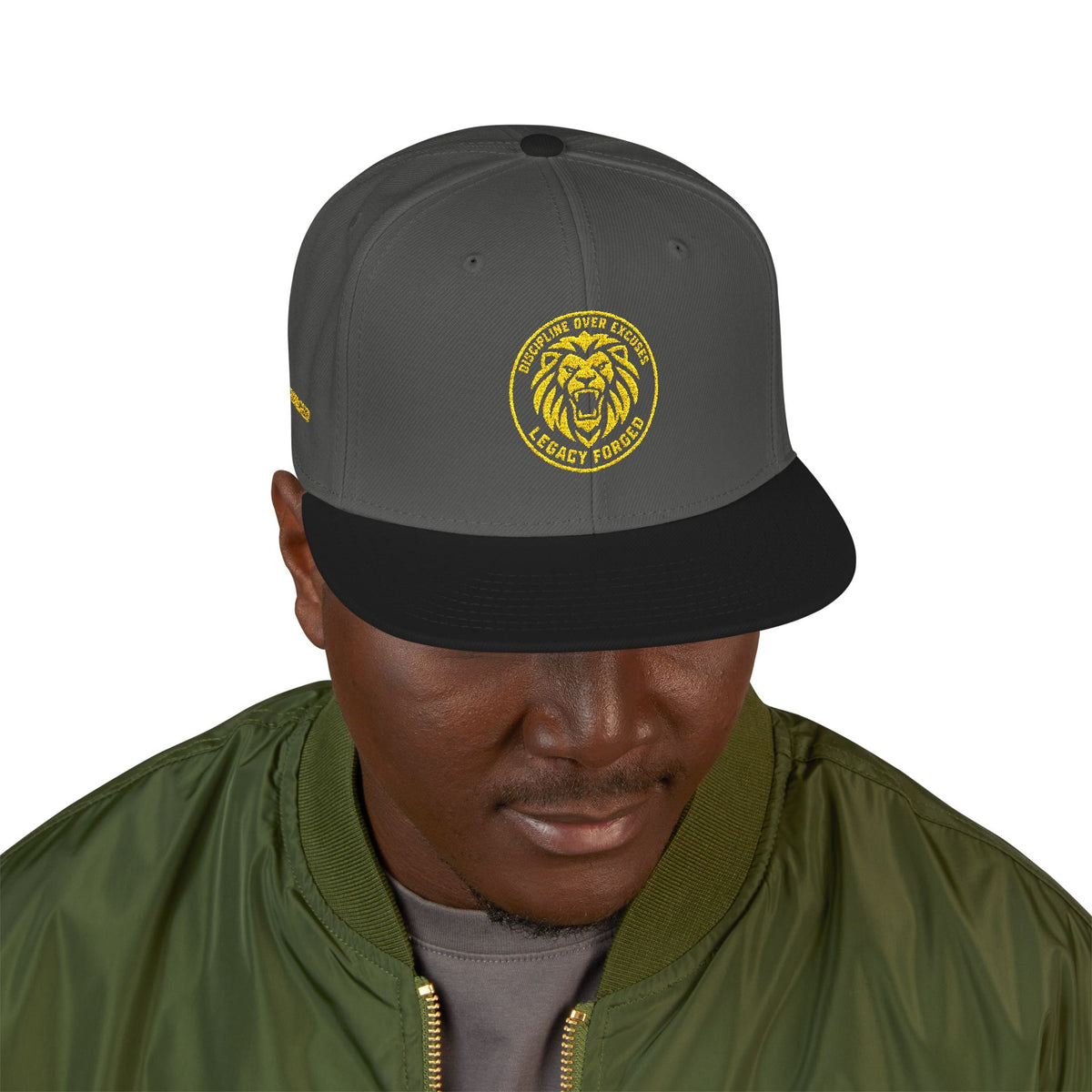 Embroidered Lion Crest Snapback Hat