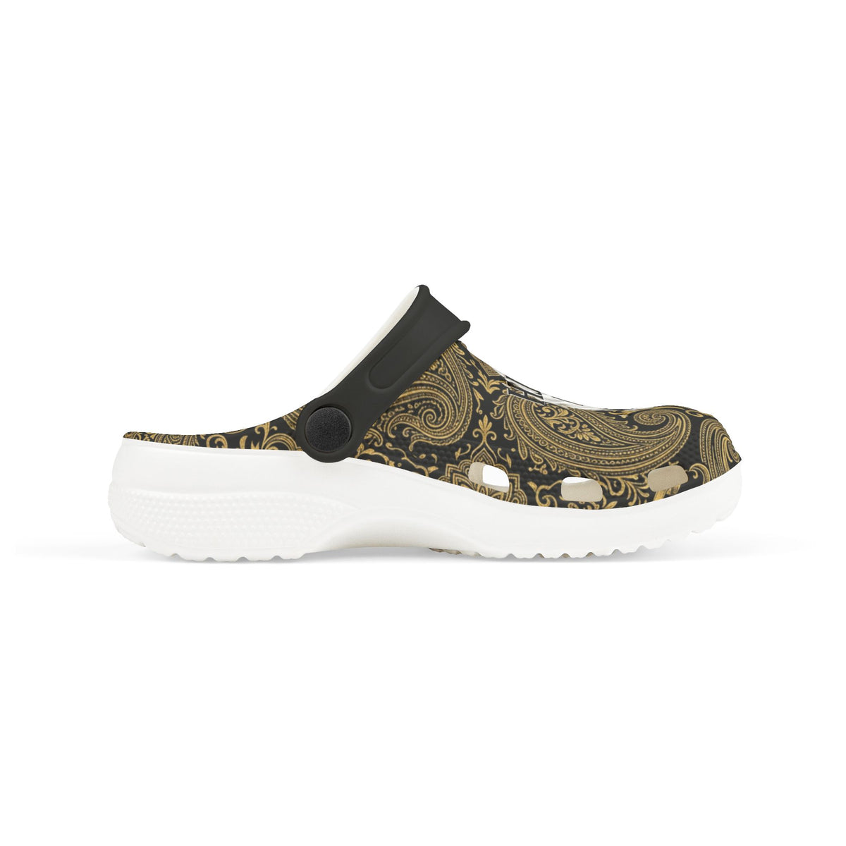 Kids Clogs - "The Lord Is My Strength" Brown Paisley Christian Foam Clogs
