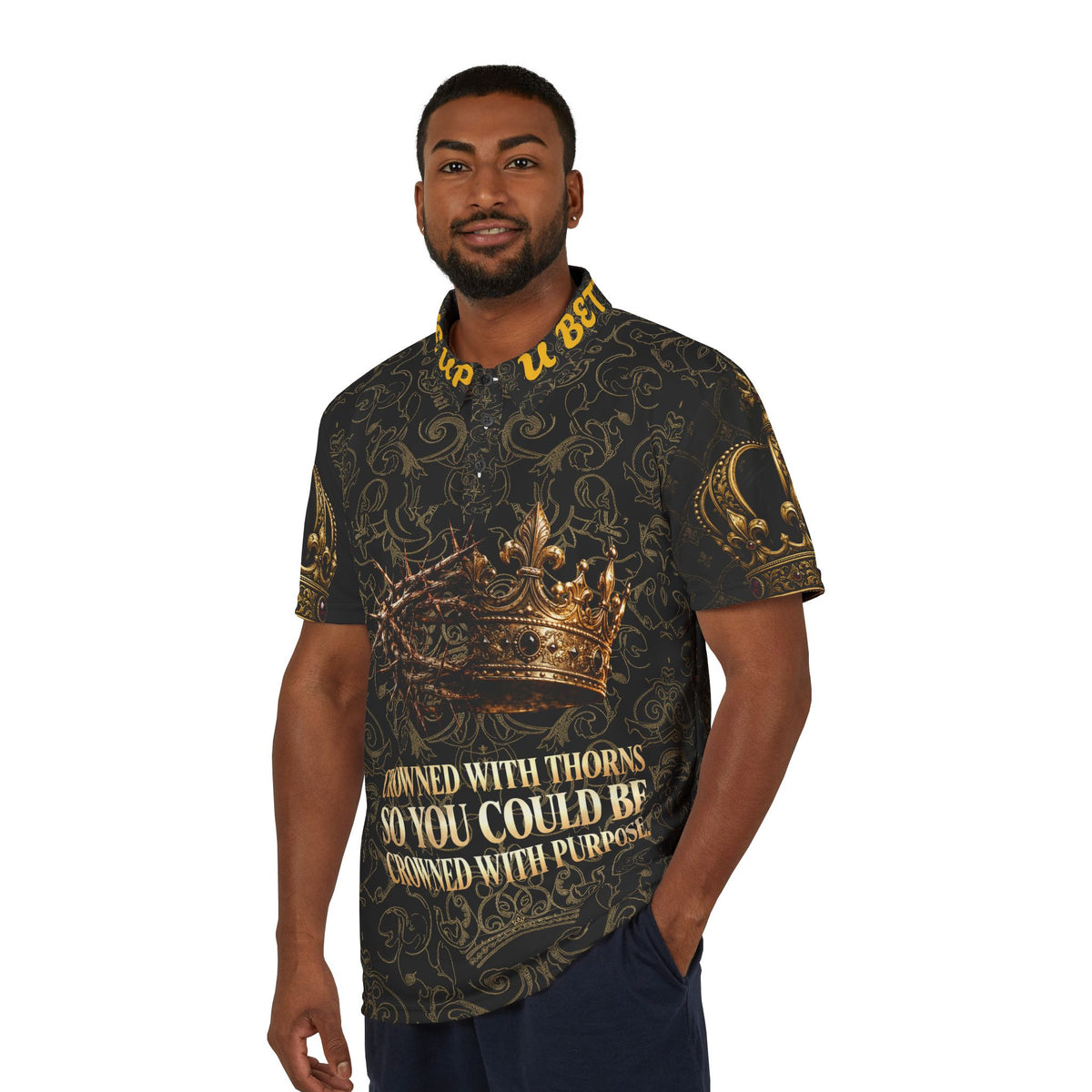 Polo Shirt — 'Crowned with Thorns, Crowned with Purpose' Graphic Polo