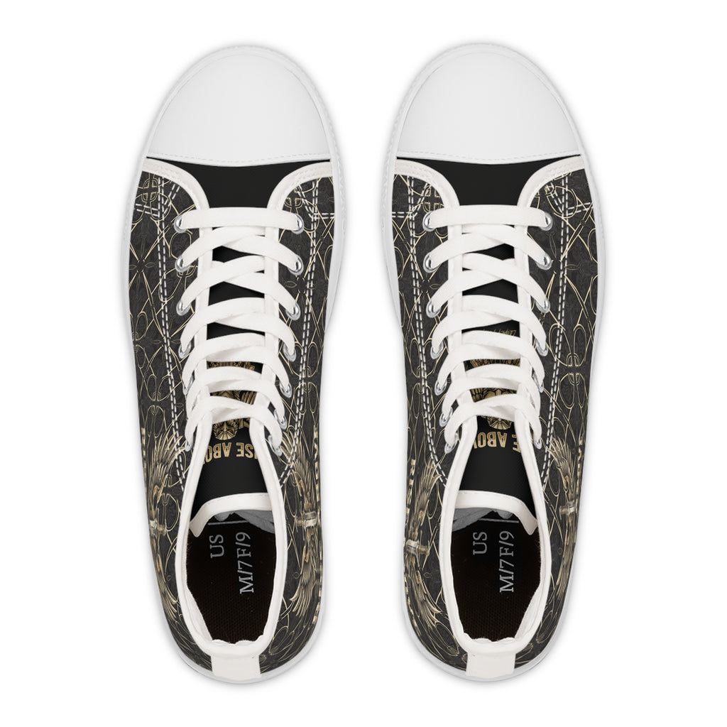 Women's High Top Sneakers — Vintage Winged Skull Pattern LegacyForged™