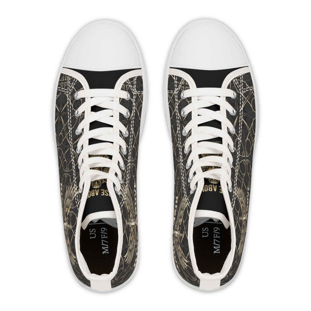 Women's High Top Sneakers — Vintage Winged Skull Pattern LegacyForged™