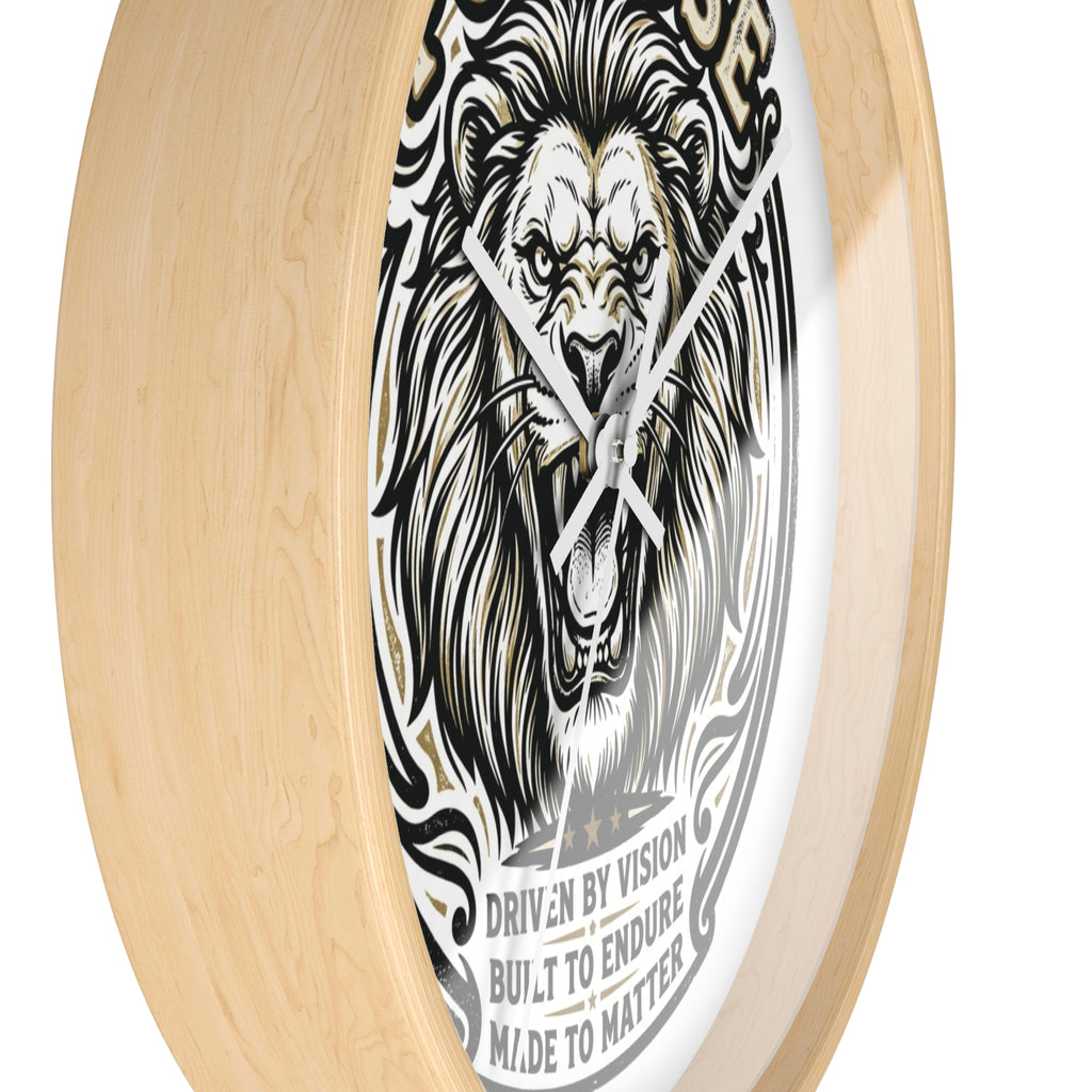 Purpose Lion Wall Clock — Motivational Lion Design, "Purpose: Driven by Vision" Decorative Wall Clock