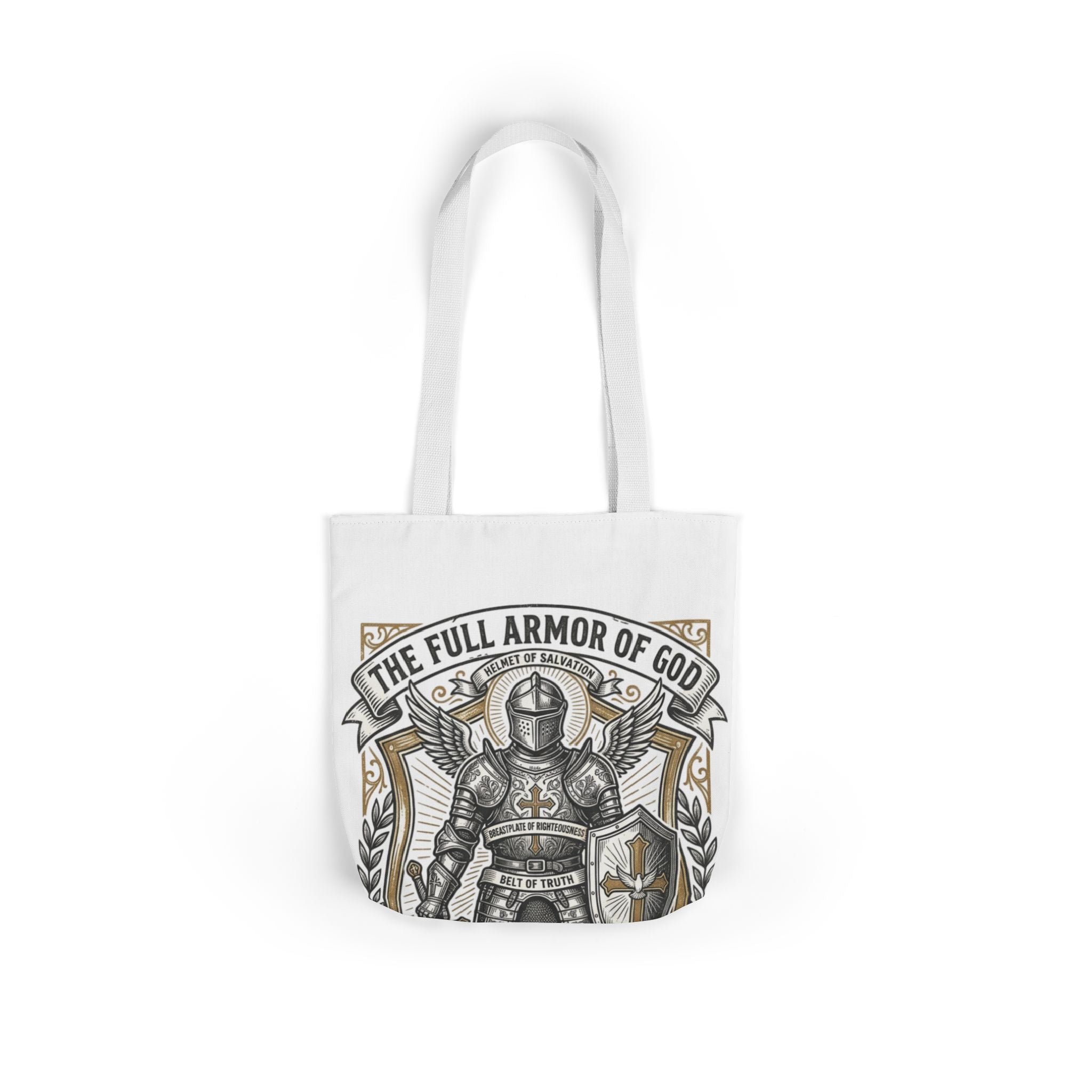 Canvas Tote - "The Full Armor of God" Knight Christian Tote Bag