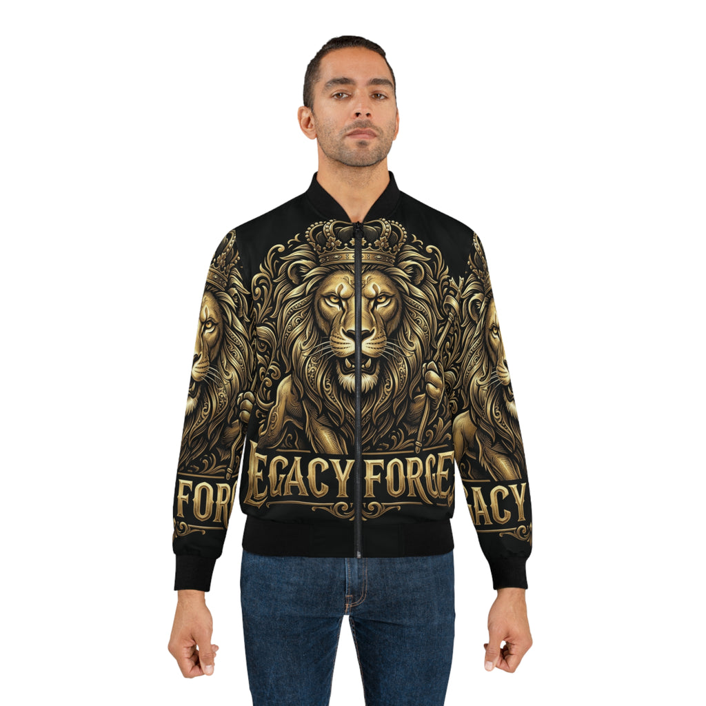 Legacy Forged Lion Bomber Jacket — Regal Gold Crest Streetwear LegacyForged™