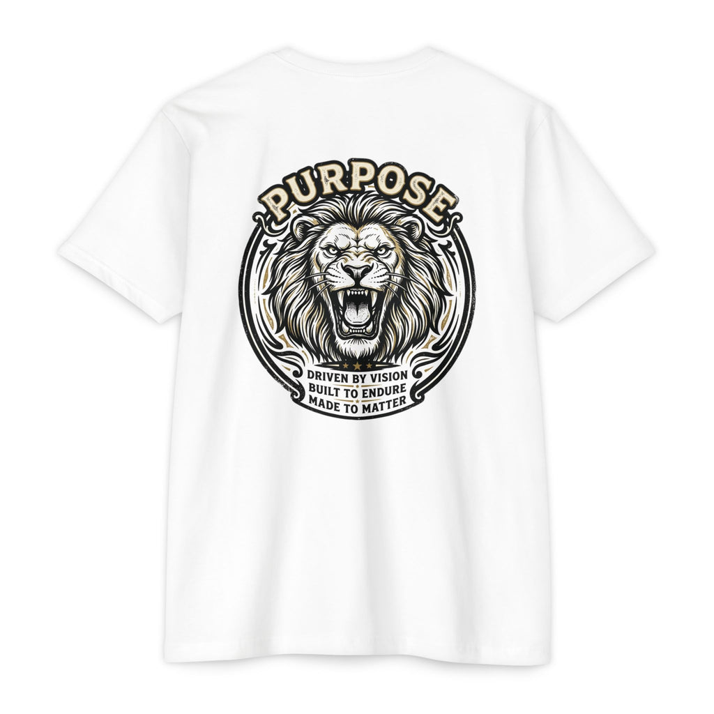 Purpose Lion T-Shirt — Bold Roaring Graphic Tee with 'Purpose' Motto