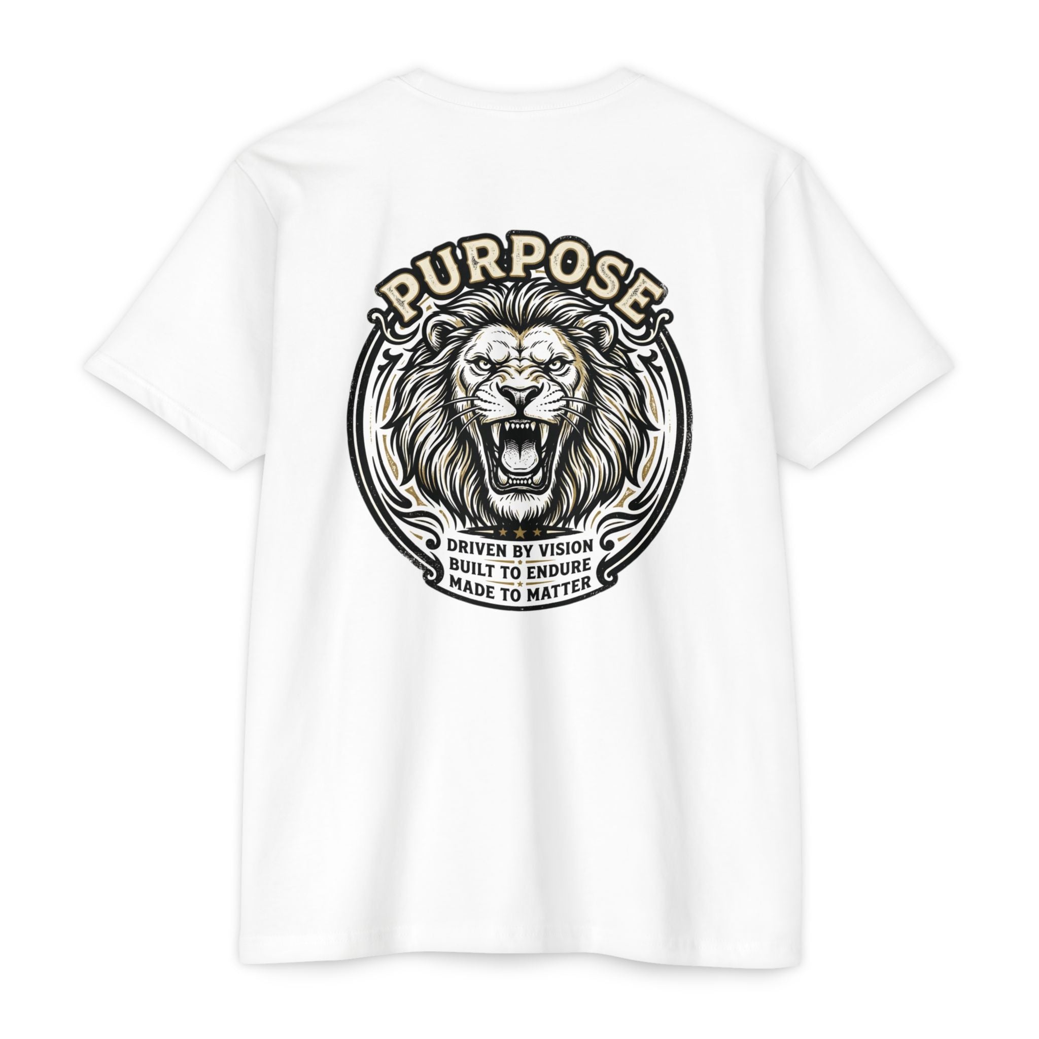 Purpose Lion T-Shirt — Bold Roaring Graphic Tee with 'Purpose' Motto