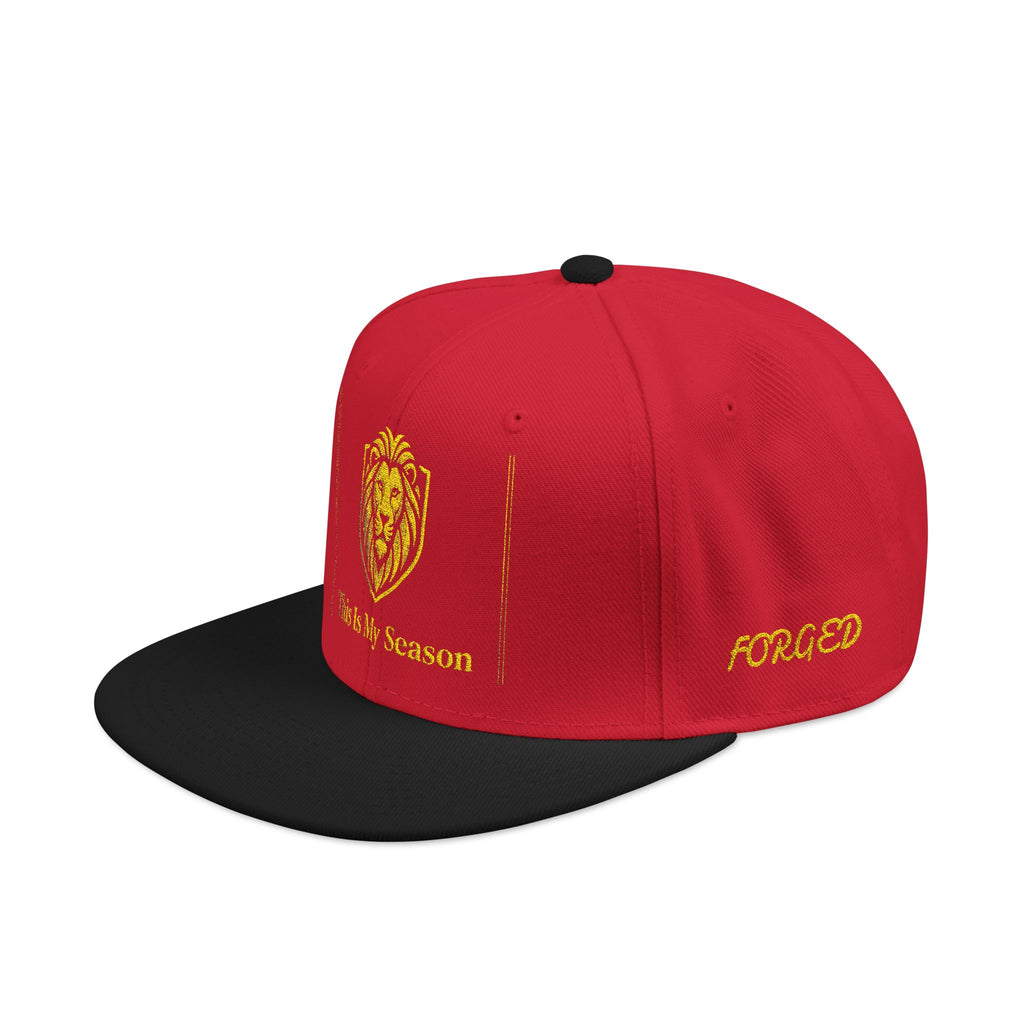 Gold Embroidered Crest Snapback Hat – Vintage Shield Logo Cap