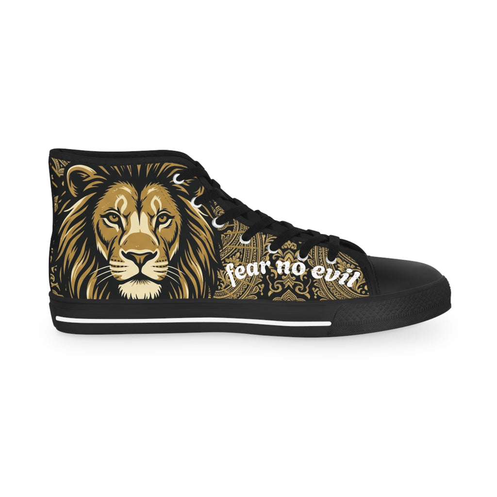 Lion Graphic High-Top Sneakers — "Fear No Evil" Statement Shoes