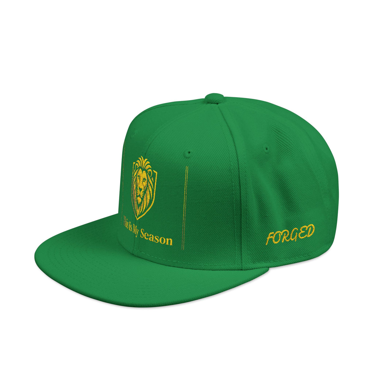 Gold Embroidered Crest Snapback Hat – Vintage Shield Logo Cap