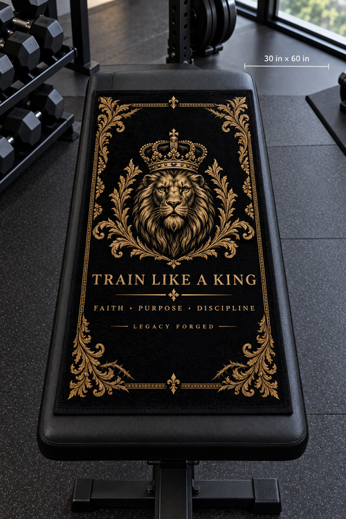 Beach Towel — "Train Like a King" Lion Crown Fitness Beach Towel LegacyForged™