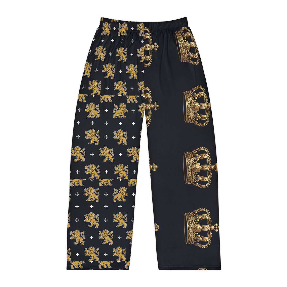 Royal Crown Men's Pajama Pants — Gold Crown & Fleur-de-Lis Lounge Pants