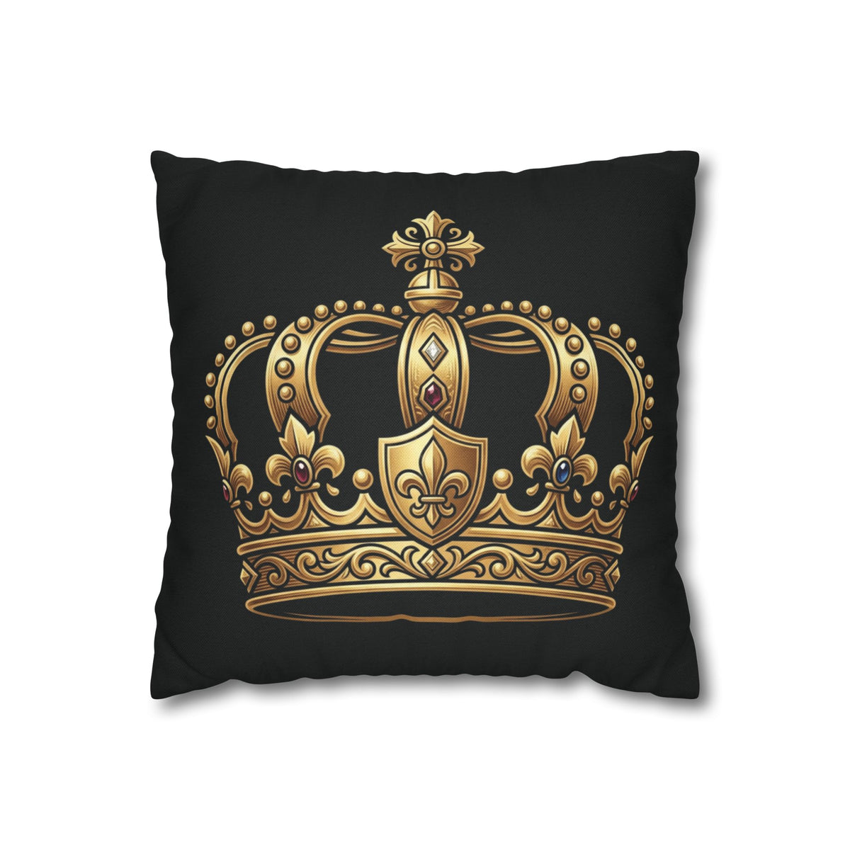 Gold Crown Decorative Pillowcase — Royal Black Throw Pillow Cover