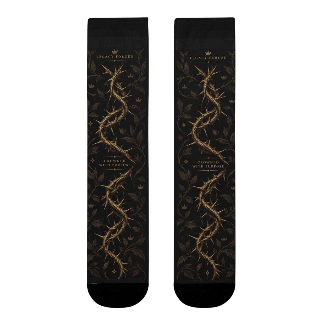 Thorn Vine Crew Socks — Gothic Botanical Sublimation Socks LegacyForged™