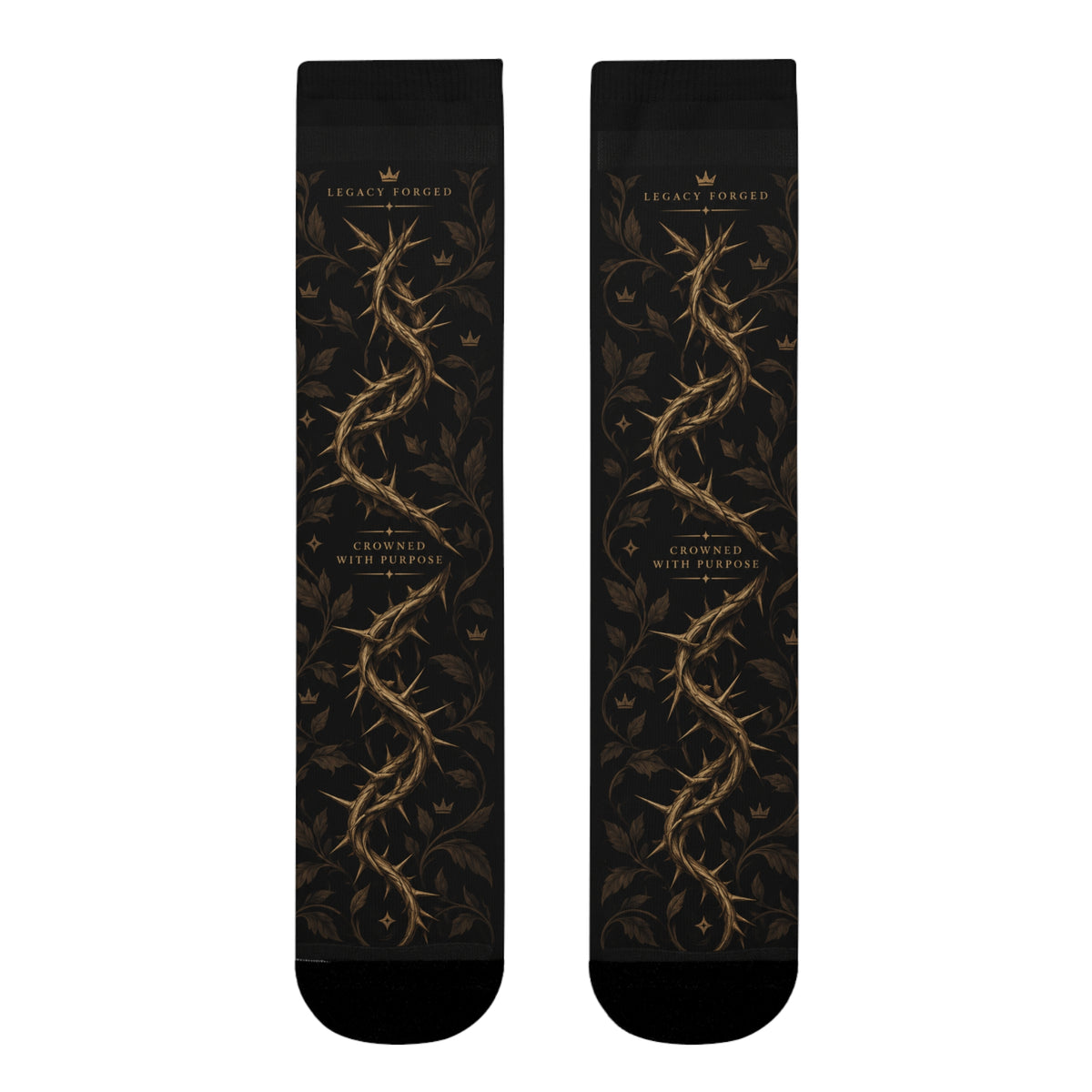 Thorn Vine Crew Socks — Gothic Botanical Sublimation Socks LegacyForged™
