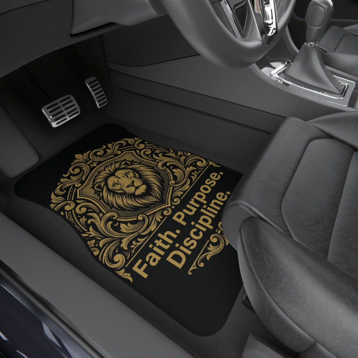 Faith Purpose Discipline Lion Car Mats — Front Seat Floor Mats (2-Pack)