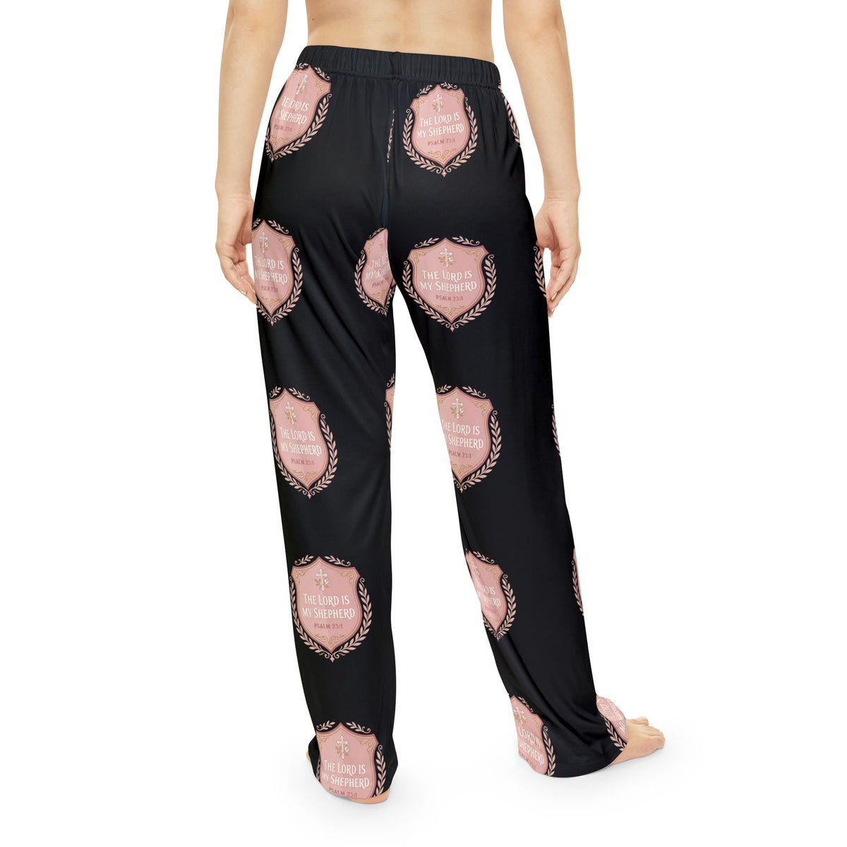 Women's Pajama Pants - Pink Crest Pattern Loungewear