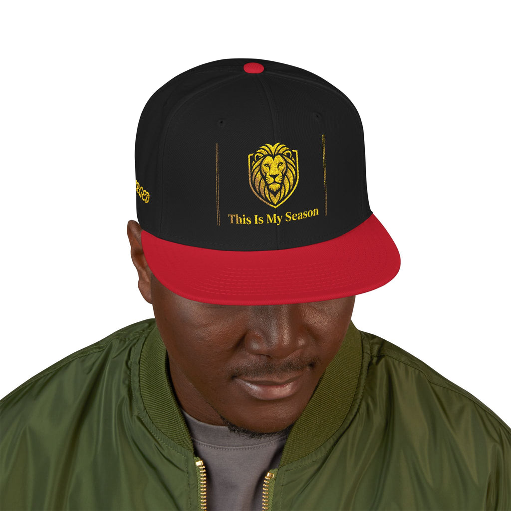 Gold Embroidered Crest Snapback Hat – Vintage Shield Logo Cap