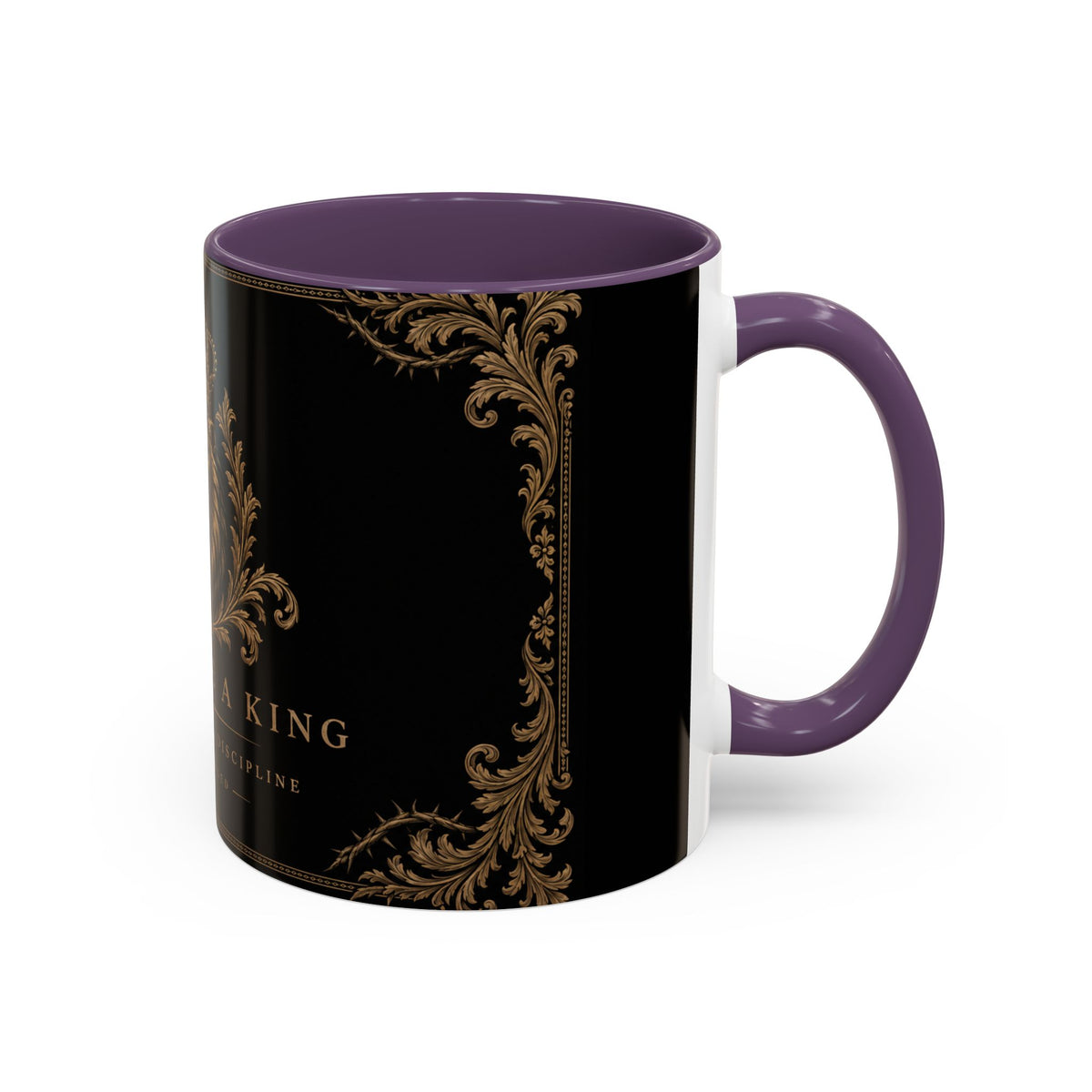 Train Like a King Coffee Mug — Lion Crown Motivational Black Tea Mug (11/15oz)