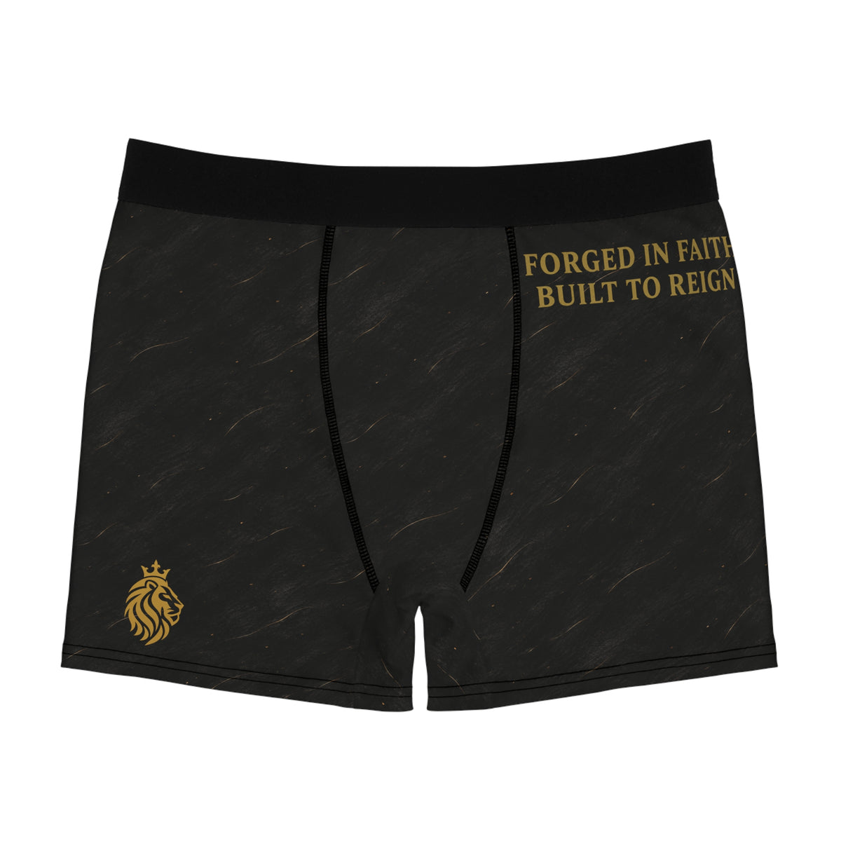 Men's Boxer Briefs — 'Forged in Faith, Built to Reign' Black Athletic Underwear LegacyForged™