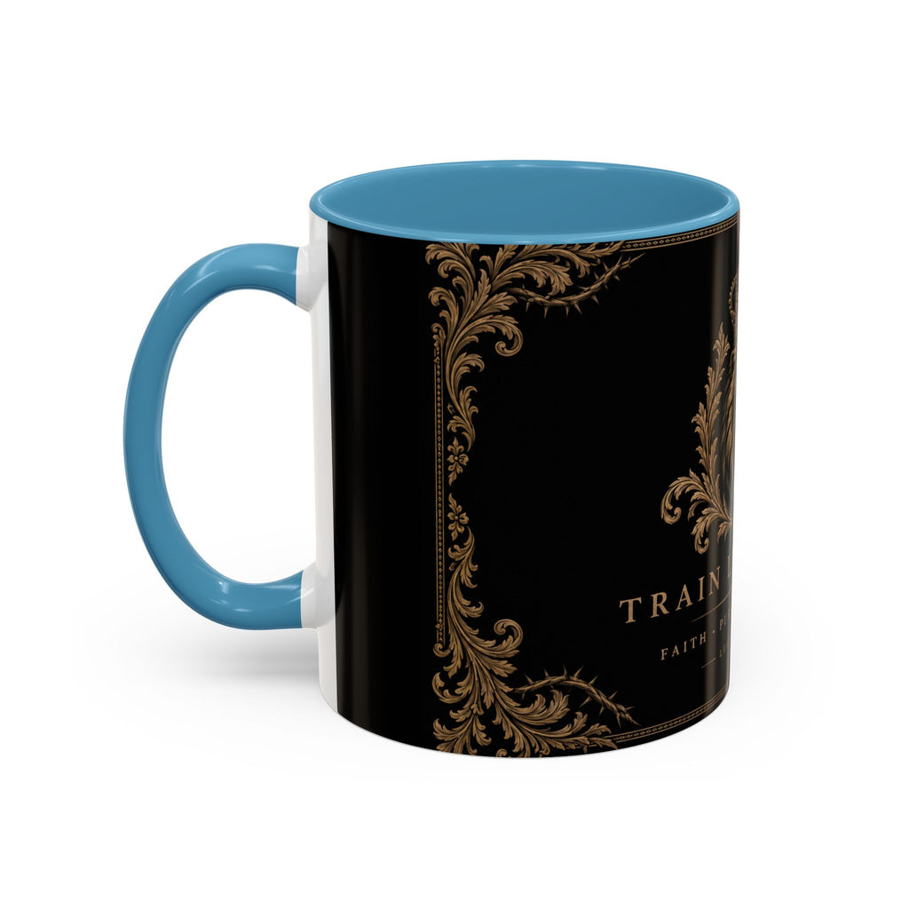 Train Like a King Coffee Mug — Lion Crown Motivational Black Tea Mug (11/15oz)
