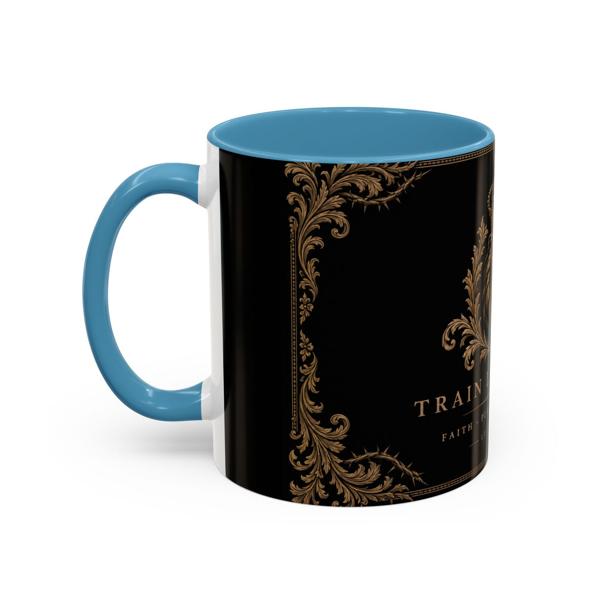 Train Like a King Coffee Mug — Lion Crown Motivational Black Tea Mug (11/15oz)