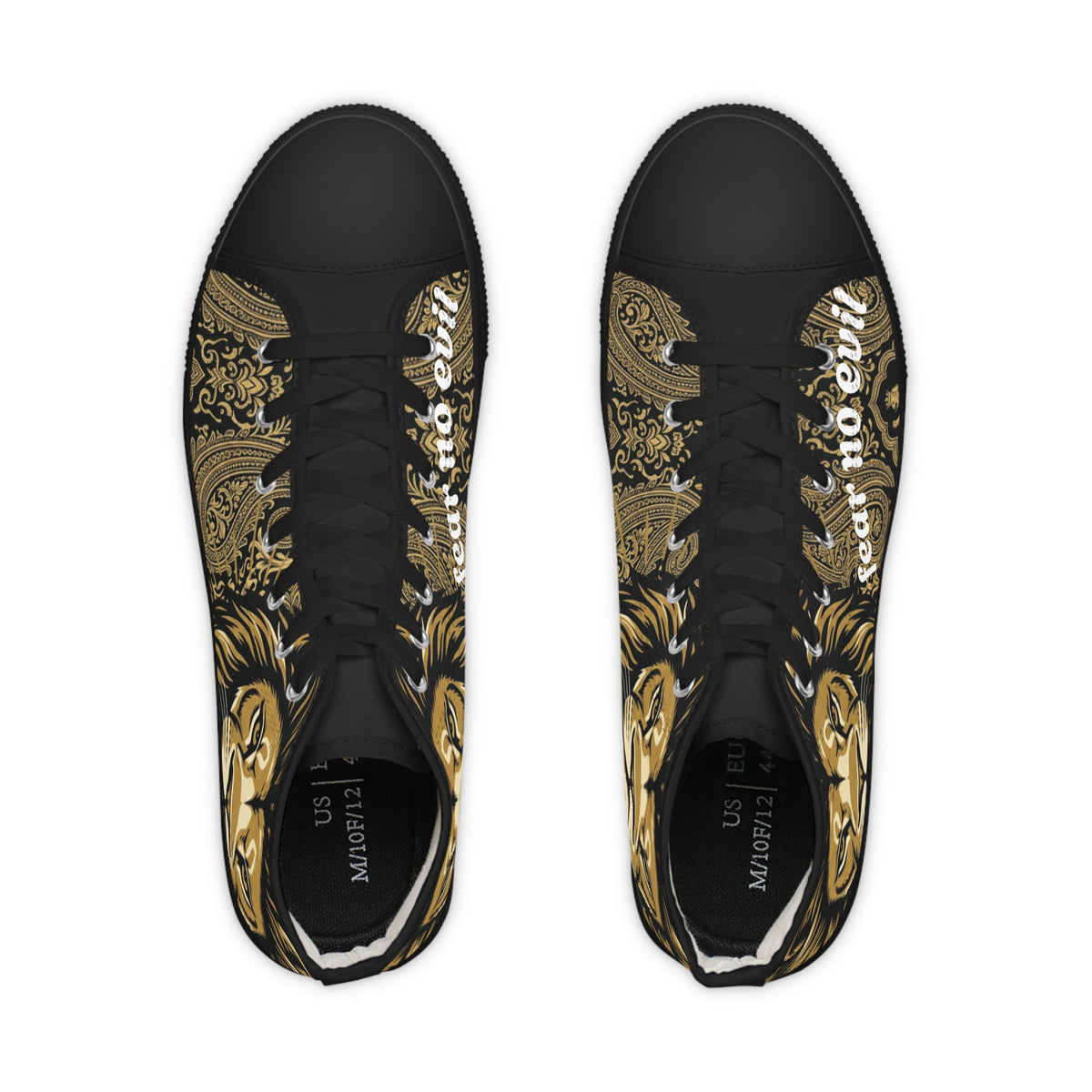 Lion Graphic High-Top Sneakers — "Fear No Evil" Statement Shoes