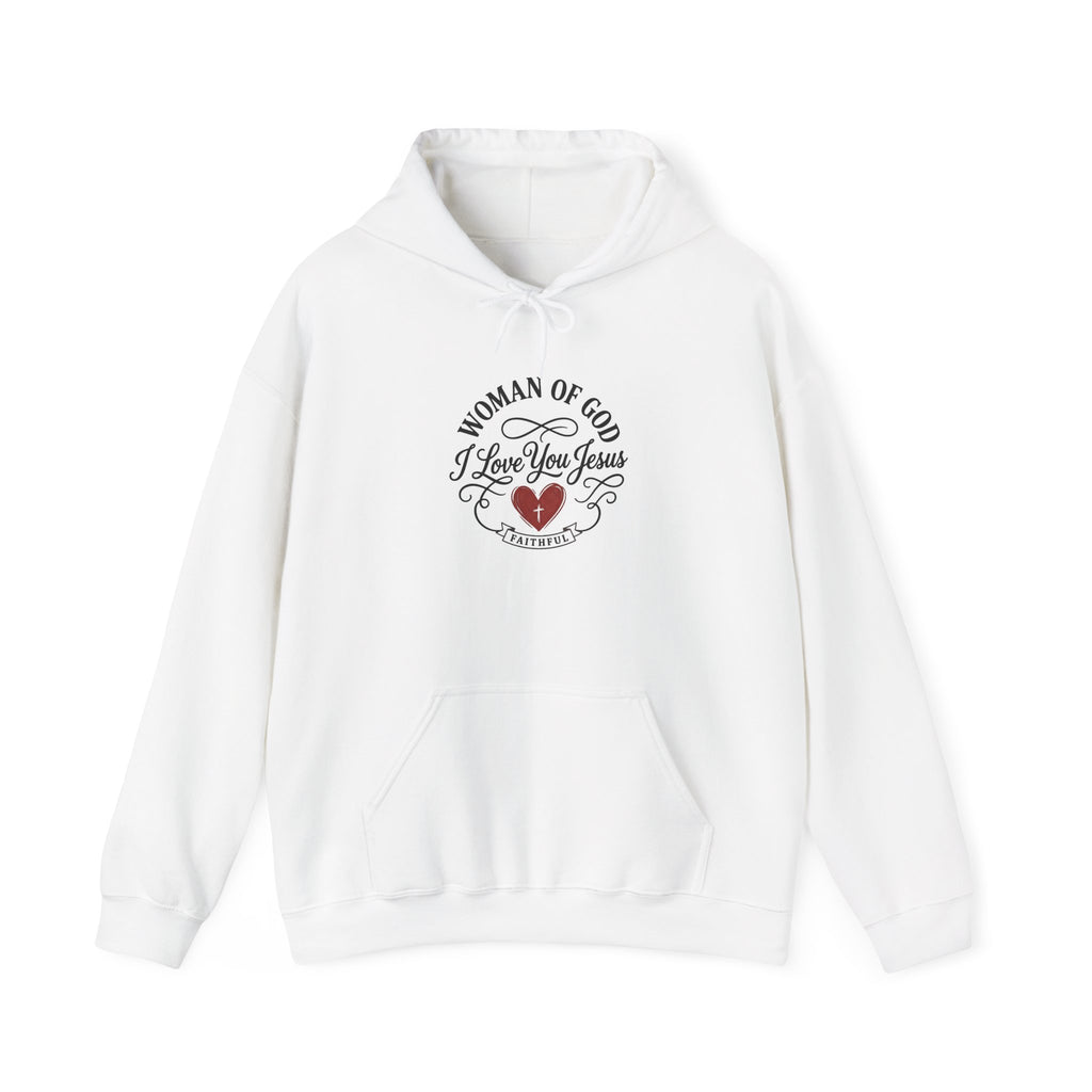 Woman of God Hoodie - "I Love You Jesus" Faith Graphic Pullover