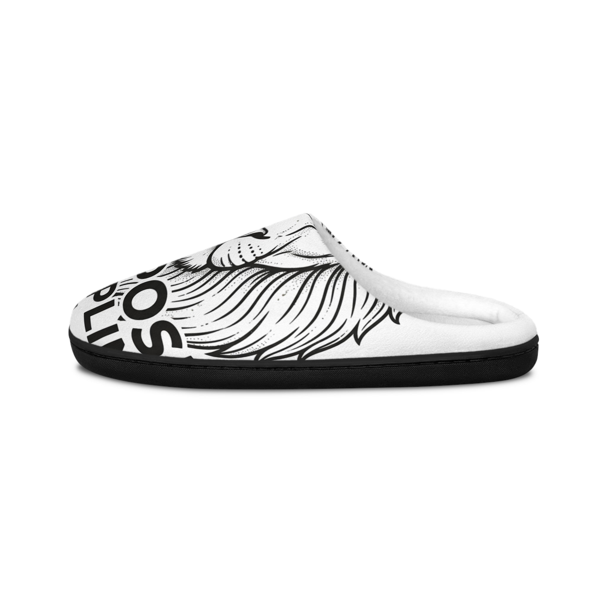 Lion Illustration Women's Indoor Slippers – 'Surprise Me' Monochrome Cozy Slides