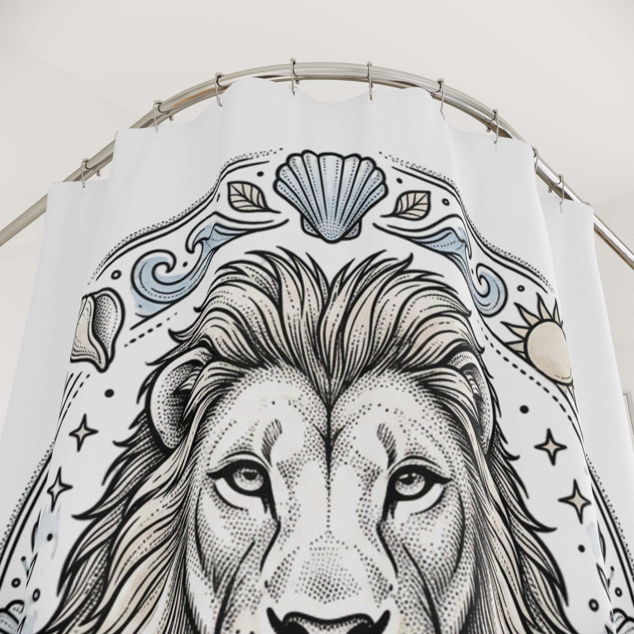 Lion of Judah Shower Curtain — "Christ Loves You" Christian Bathroom Decor