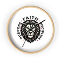 Lion Emblem Wall Clock — "Purpose • Faith • Discipline" Motivational Home Decor