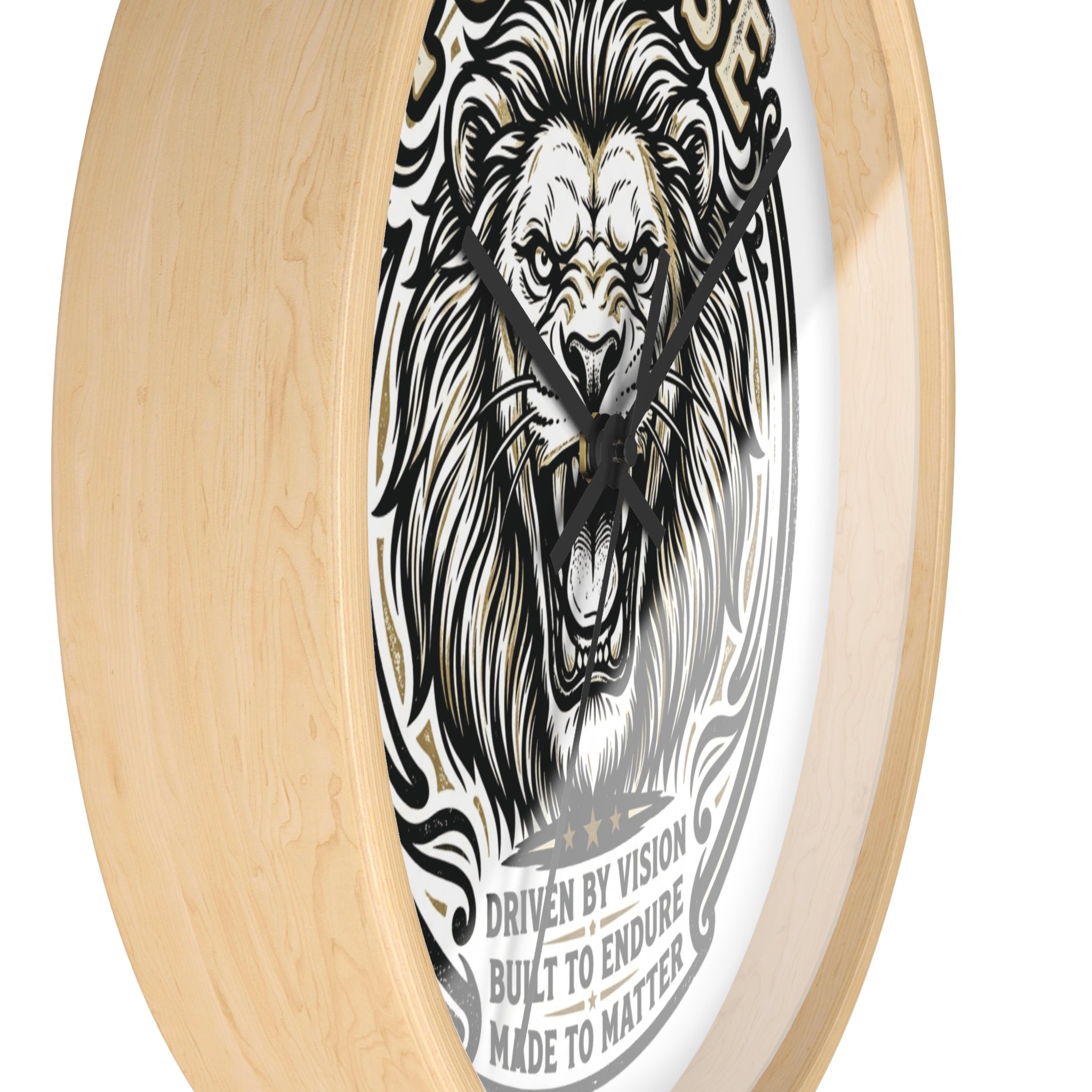 Purpose Lion Wall Clock — Motivational Lion Design, "Purpose: Driven by Vision" Decorative Wall Clock