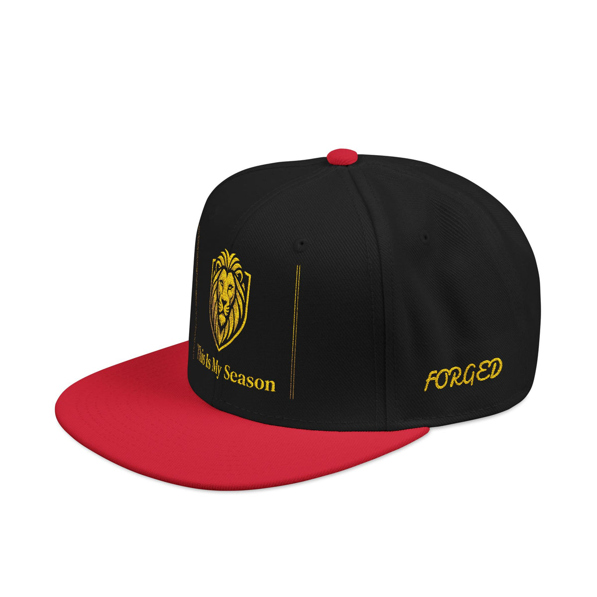 Gold Embroidered Crest Snapback Hat – Vintage Shield Logo Cap