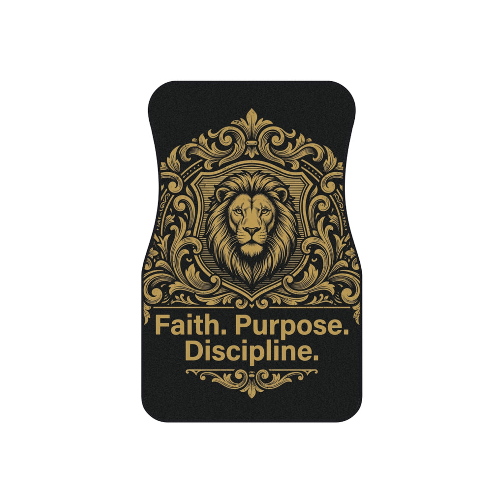Faith Purpose Discipline Lion Car Mats — Front Seat Floor Mats (2-Pack)