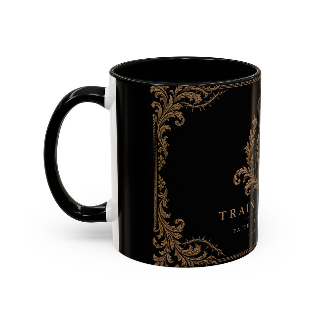 Train Like a King Coffee Mug — Lion Crown Motivational Black Tea Mug (11/15oz)
