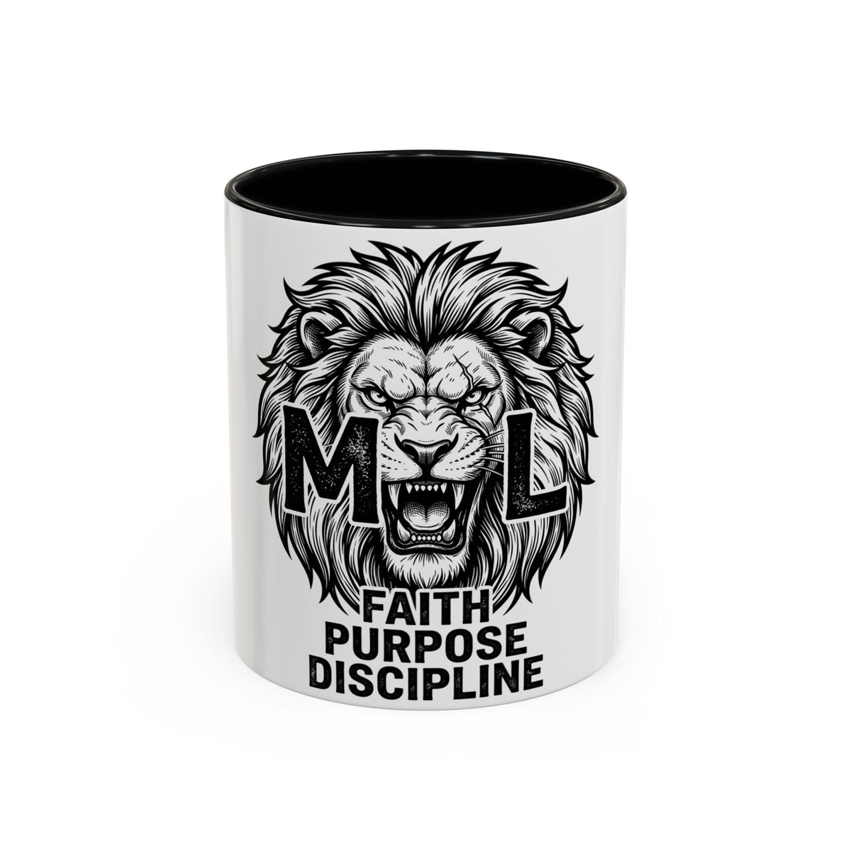 Lion Coffee Mug - Faith Purpose Discipline Inspirational Accent Mug (11/15oz)