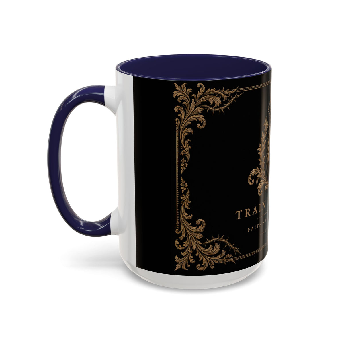 Train Like a King Coffee Mug — Lion Crown Motivational Black Tea Mug (11/15oz)